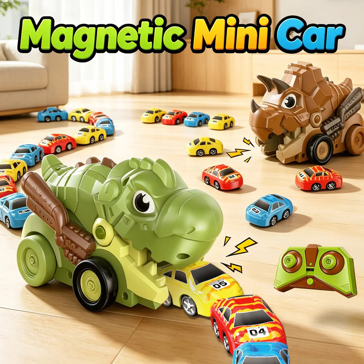Dinosaurio de juguete RC para batalla de coches de comida de 2 jugadores – Juego de carreras interactivo para niños