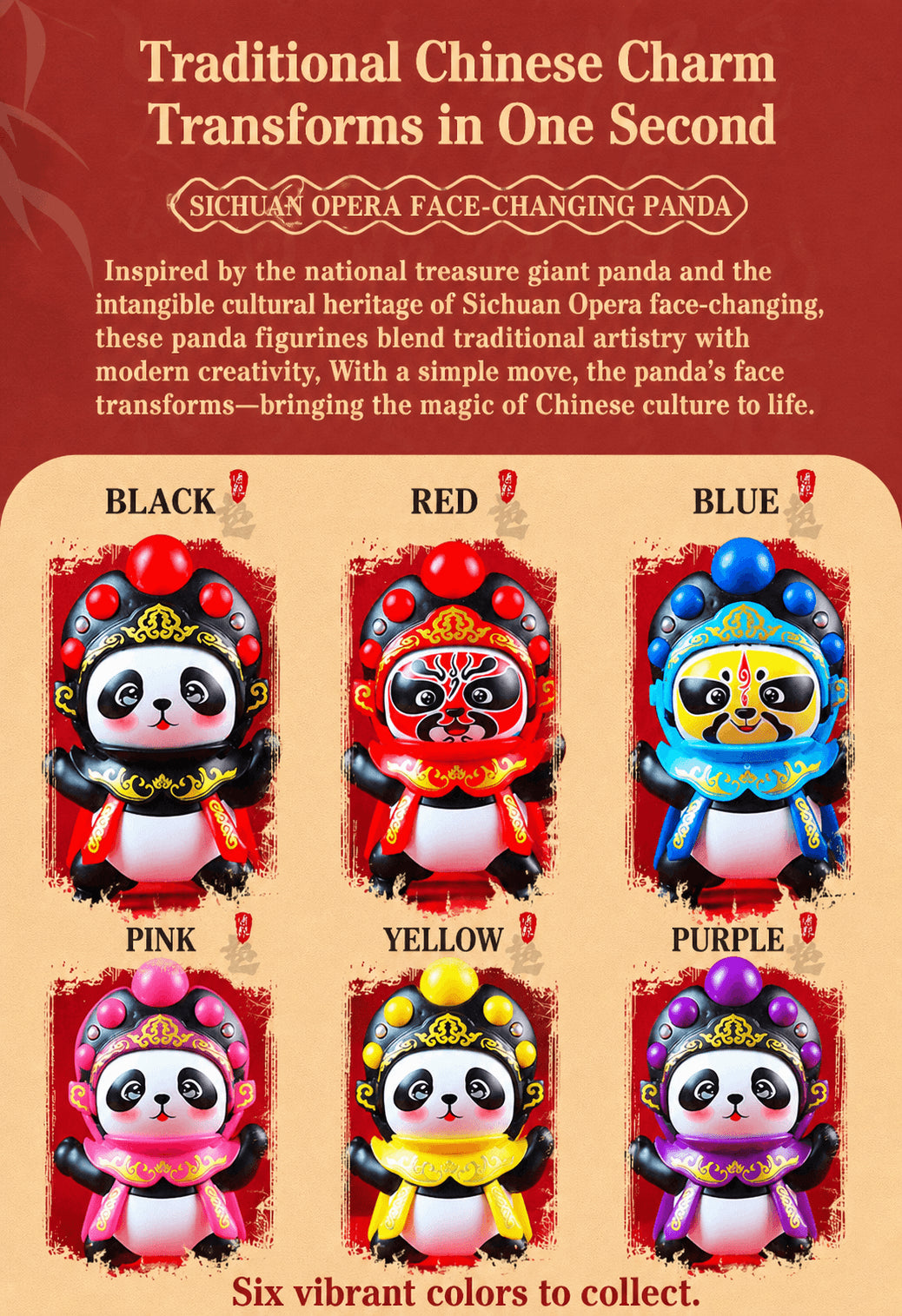 Sichuan Opera Face-Changing Panda Plush Toy | Interactive Kung Fu Doll with 4 Masks | Chinese Culture Gift for Kids | Chengdu Souvenir Autism-Friendly Sensory Toy