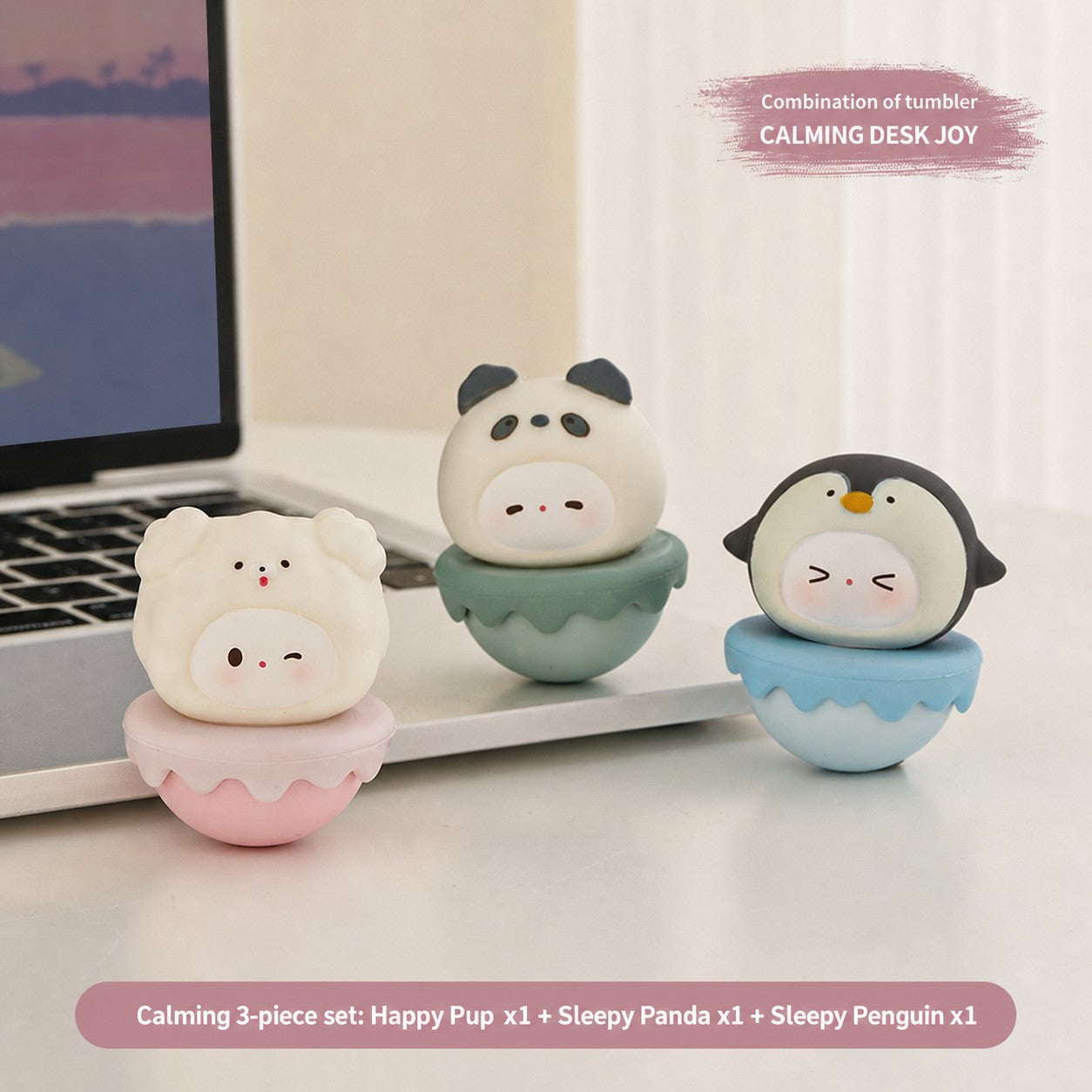 Aesthetic Tumbler Desk Decor – Cute Wobble Figurine for Office Desk Setup, Mini Stress Relief Toy with Pastel Colors, Instagram-Worthy Decor for Girls, Unique Birthday Gift for Best Friend