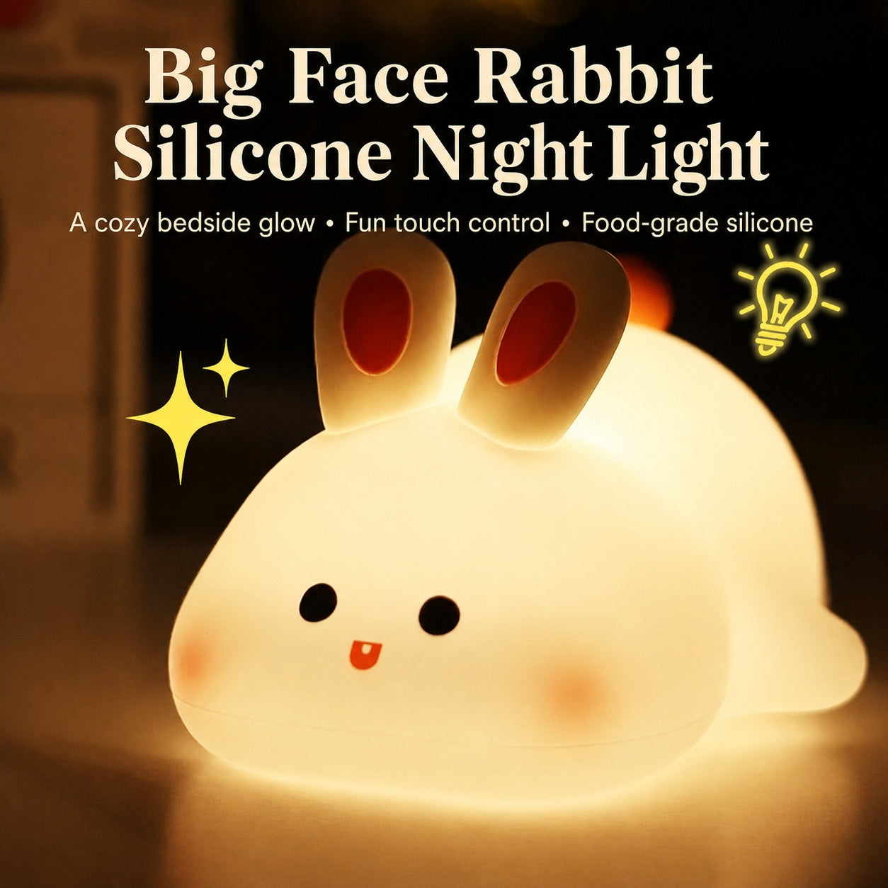 Baby Night Light with Auto-Off Timer – Soft Silicone Touch Lamp for Kids’ Bedroom, Sleep Training Aid with Warm Amber Glow, USB Rechargeable Portable Nursery Lamp (Safe for Newborns)