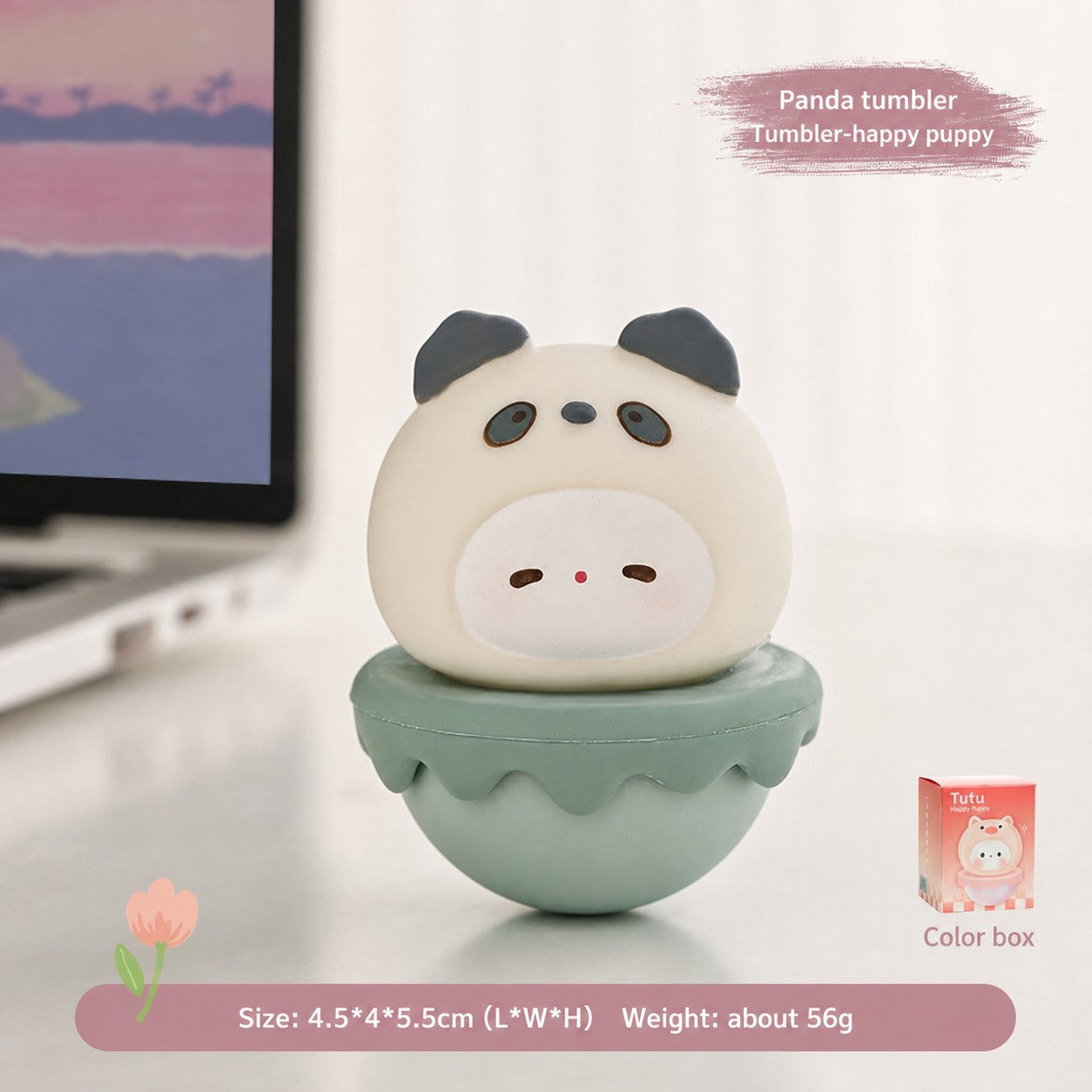 Aesthetic Tumbler Desk Decor – Cute Wobble Figurine for Office Desk Setup, Mini Stress Relief Toy with Pastel Colors, Instagram-Worthy Decor for Girls, Unique Birthday Gift for Best Friend