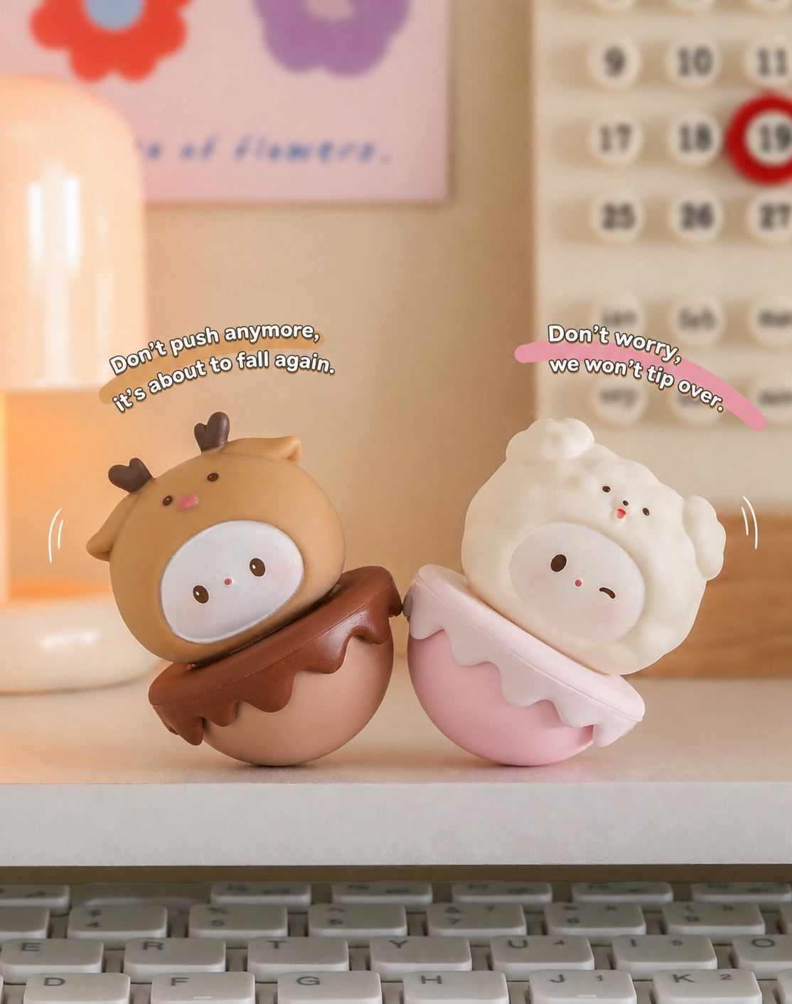 Aesthetic Tumbler Desk Decor – Cute Wobble Figurine for Office Desk Setup, Mini Stress Relief Toy with Pastel Colors, Instagram-Worthy Decor for Girls, Unique Birthday Gift for Best Friend