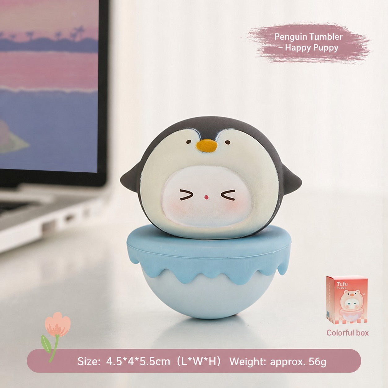 Aesthetic Tumbler Desk Decor – Cute Wobble Figurine for Office Desk Setup, Mini Stress Relief Toy with Pastel Colors, Instagram-Worthy Decor for Girls, Unique Birthday Gift for Best Friend