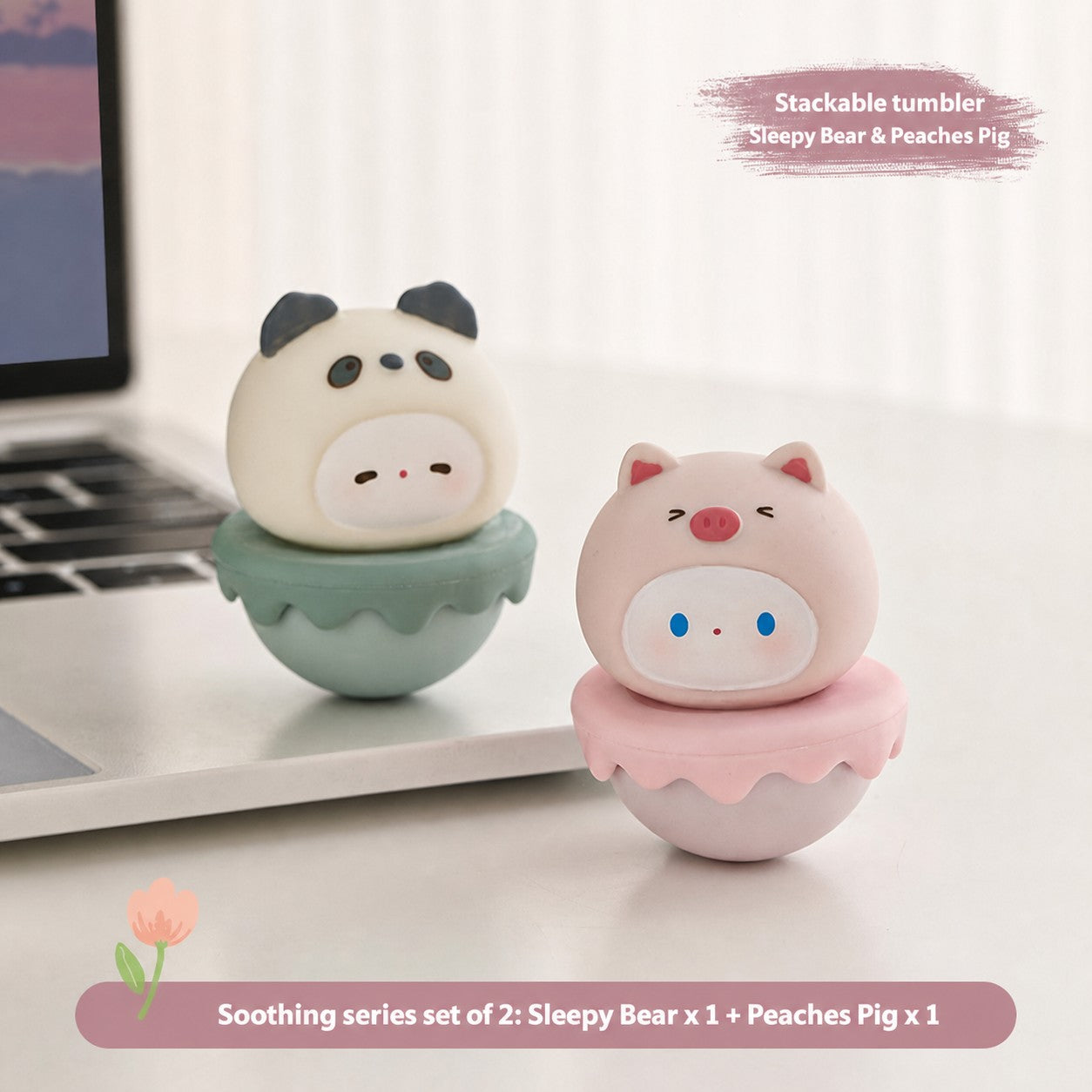 Aesthetic Tumbler Desk Decor – Cute Wobble Figurine for Office Desk Setup, Mini Stress Relief Toy with Pastel Colors, Instagram-Worthy Decor for Girls, Unique Birthday Gift for Best Friend