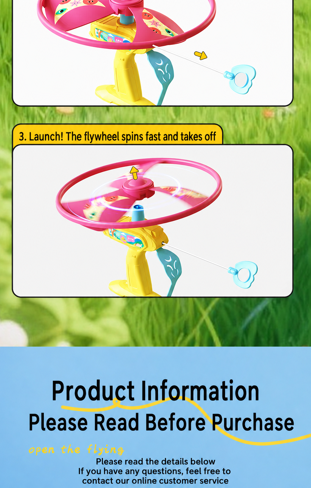 Kids Pull String Flying Disc Toy, Hand-Powered Spinning UFO Launcher for Outdoor Park Play and Party Favors