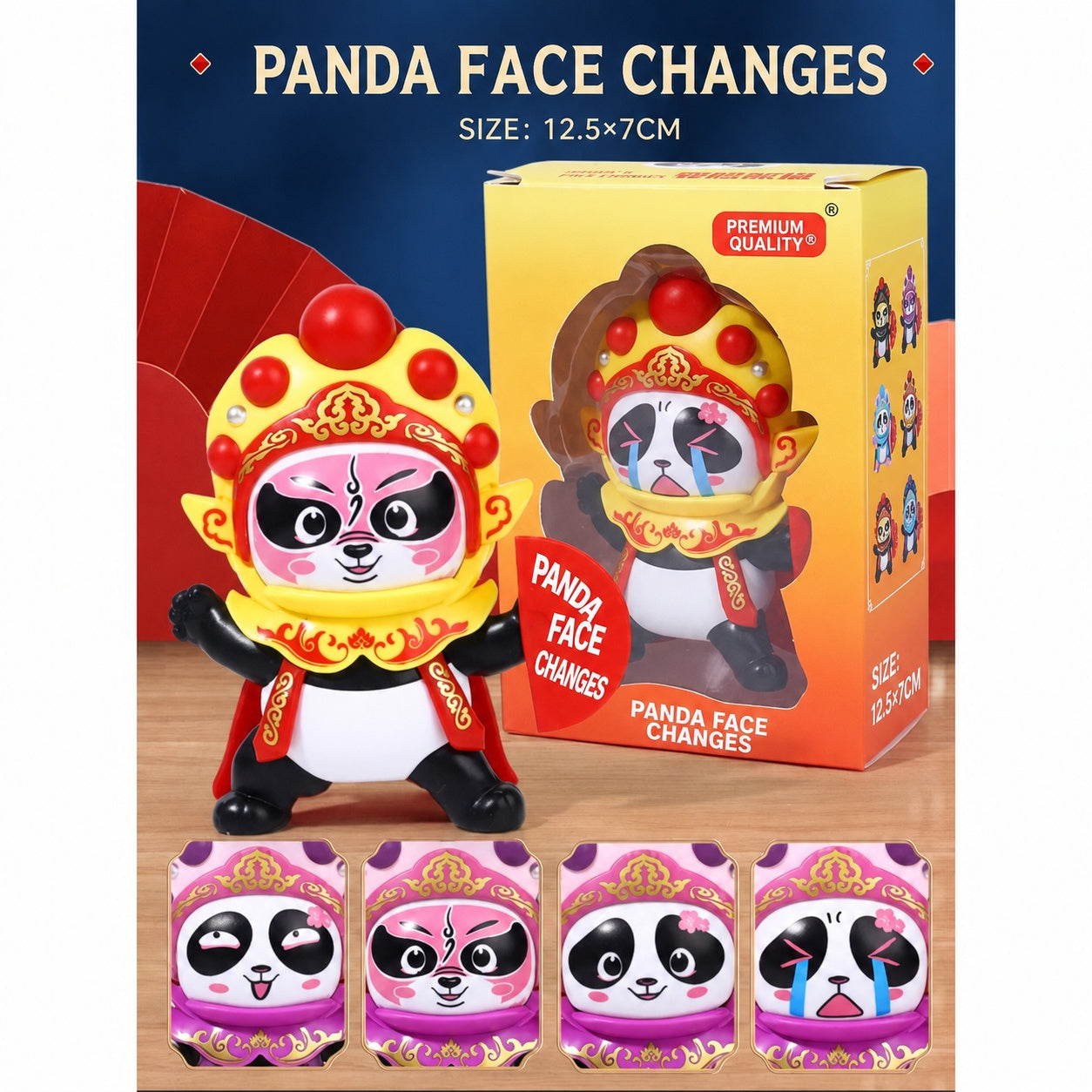 Peluche Panda Cambia Caras de Ópera Sichuanesa | Muñeco Interactivo de Kung Fu con 4 Máscaras | Regalo de Cultura China para Niños | Juguete Sensorial Amigable con el Autismo, Souvenir de Chengdu