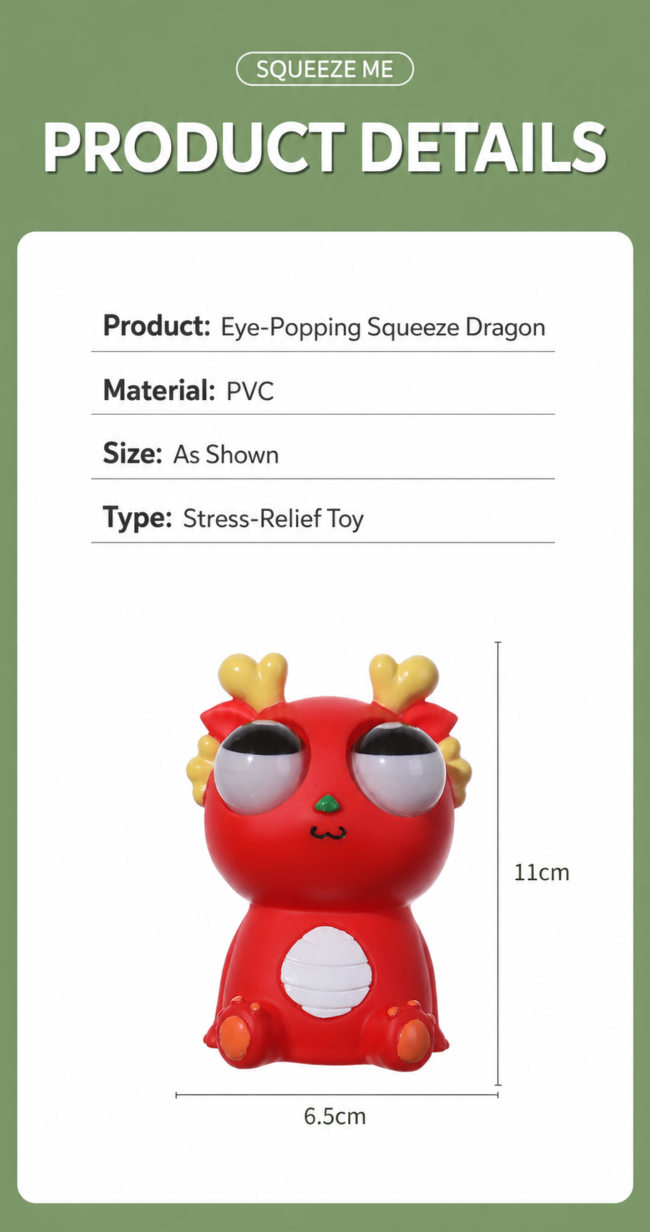 Eye Popping Dragon Squishy Toy – Stress Relief Fidget Sensory Toy for Kids & Adults