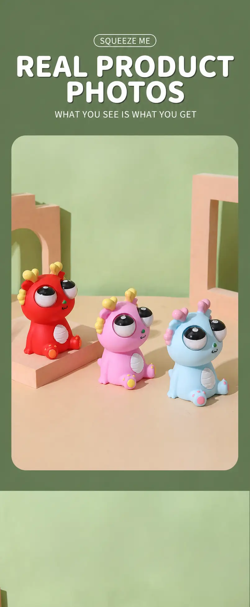 Juguete blando de dragón con ojos saltones – Juguete sensorial antiestrés para niños y adultos