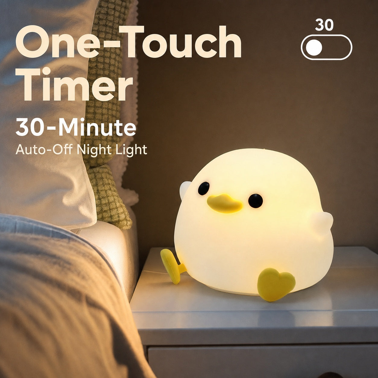 Panda Silicone Touch Night Light – Eye-Care Bedside Lamp for Kids with Auto-Off Timer, Soft Warm Glow for Sleep Training, USB Rechargeable Cute Desk Decor, Perfect Birthday Gift