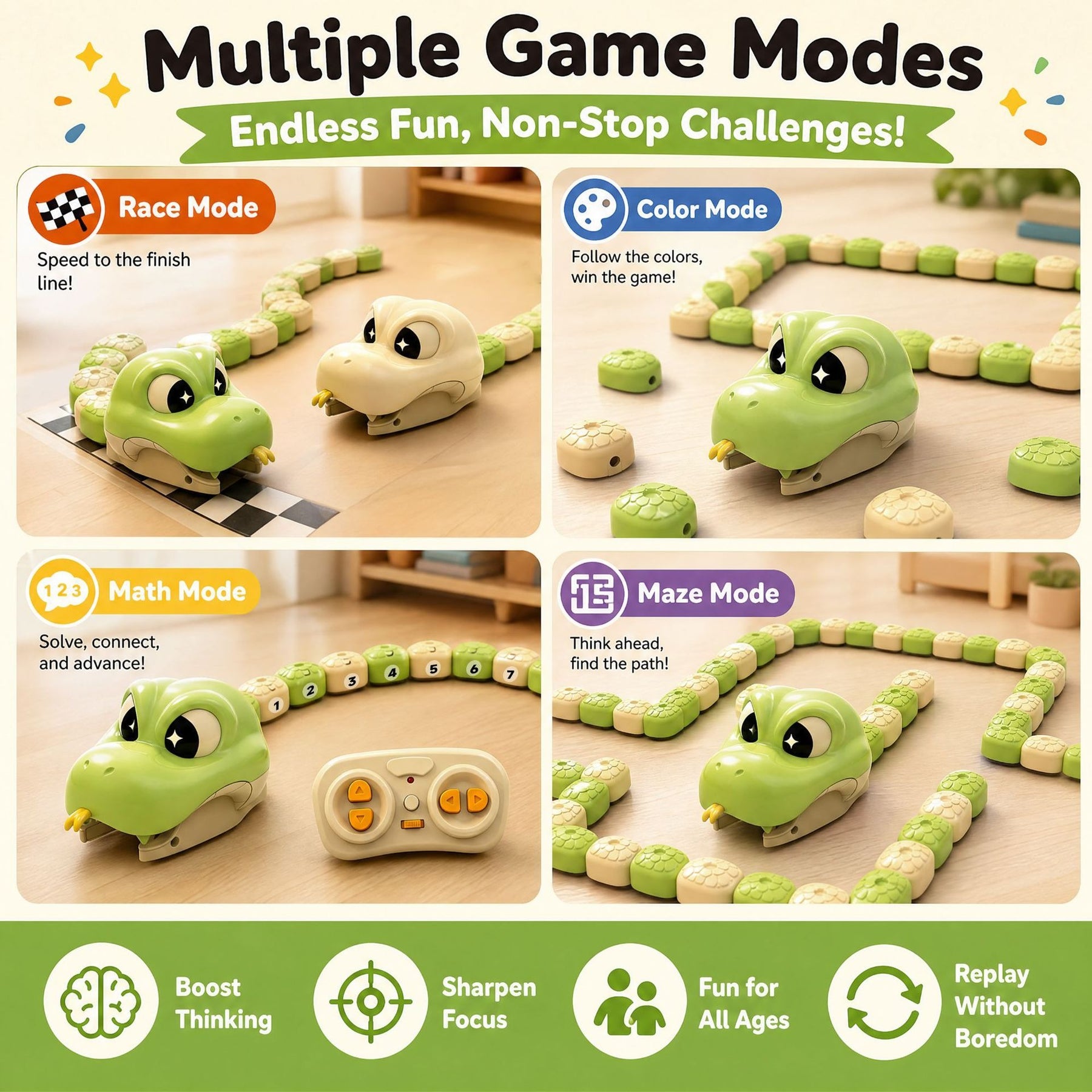 Juguete de Batalla de Serpientes Come-Coches Magnéticos RC para 2 Jugadores – Juego Interactivo de Carreras para Niños