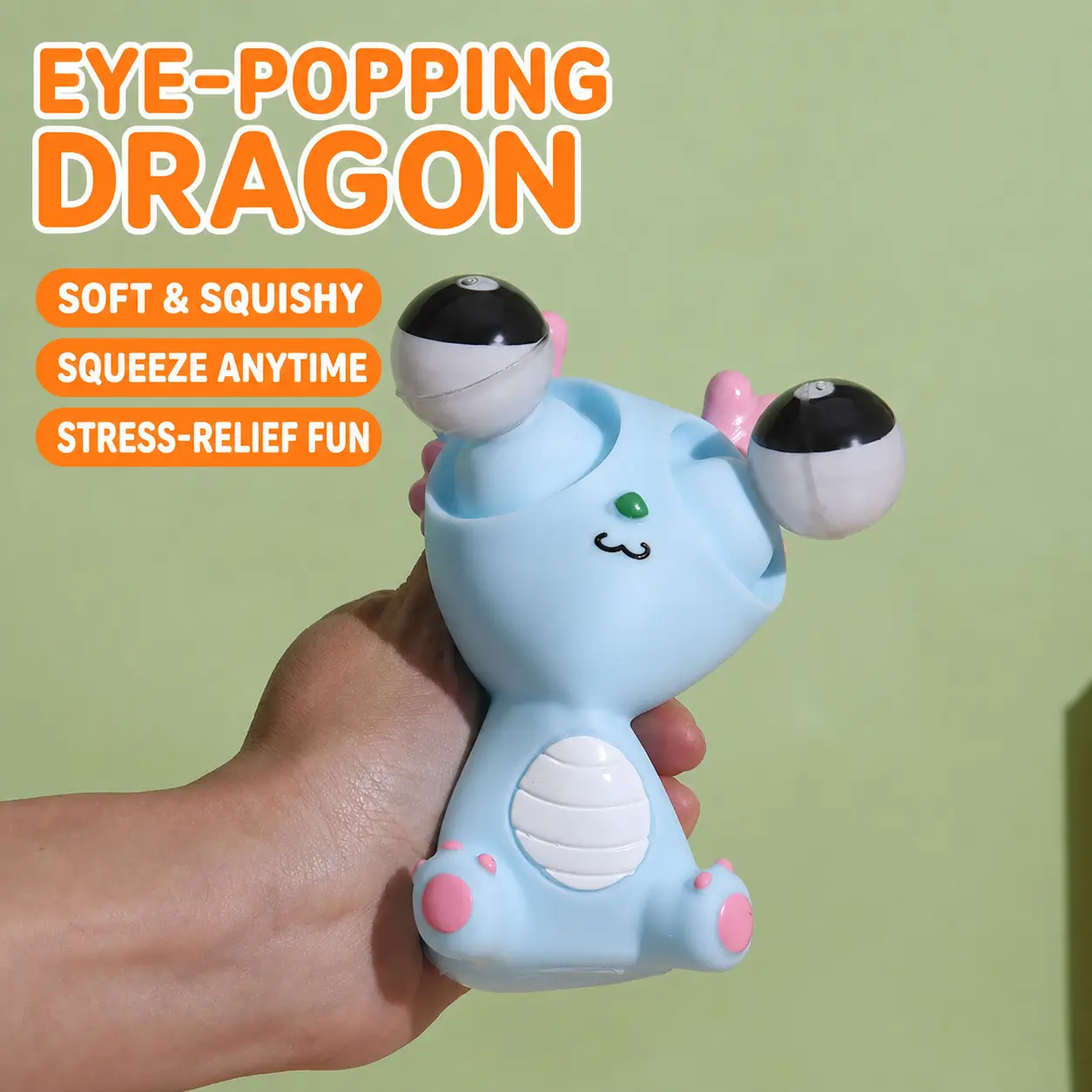 Juguete blando de dragón con ojos saltones – Juguete sensorial antiestrés para niños y adultos
