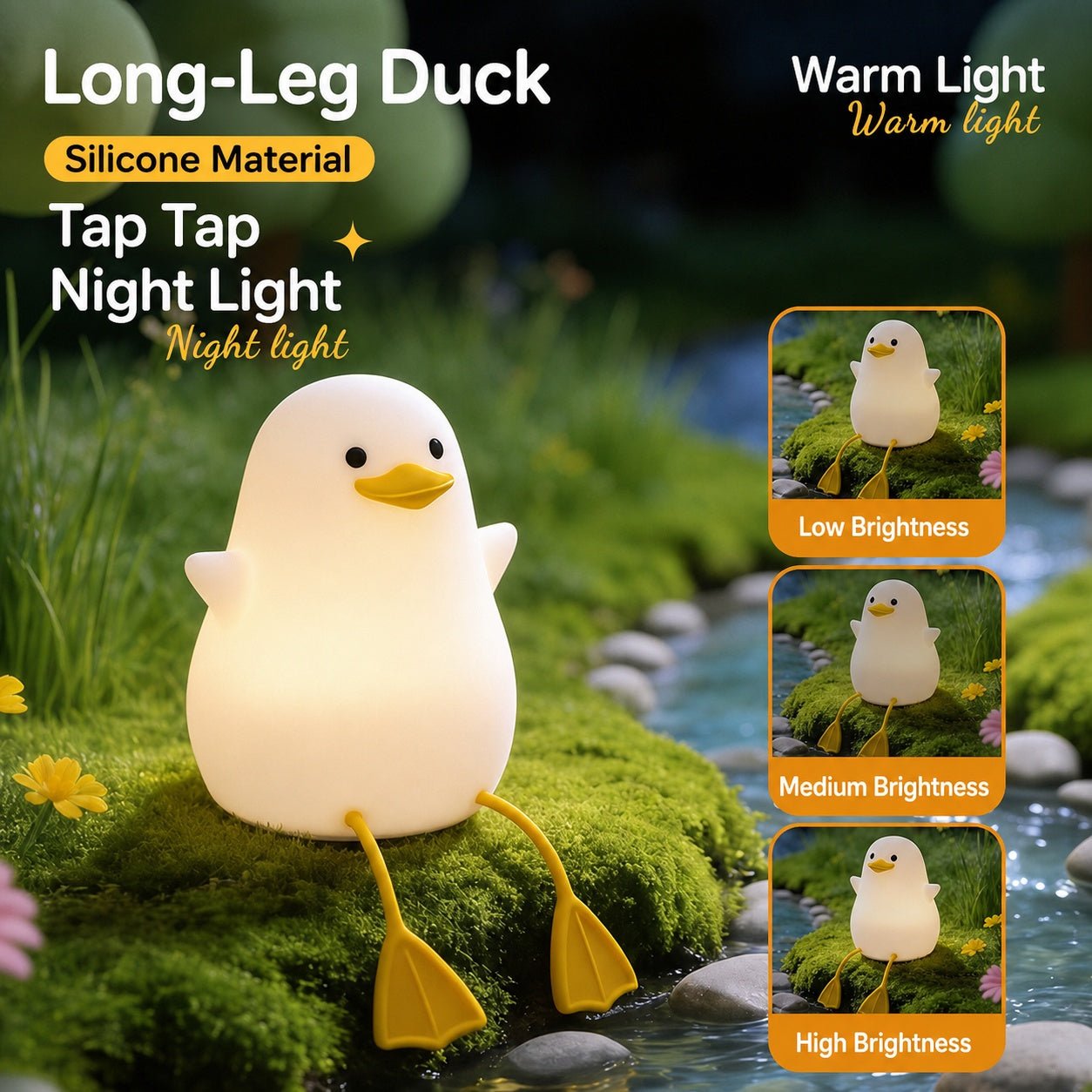 Panda Silicone Touch Night Light – Eye-Care Bedside Lamp for Kids with Auto-Off Timer, Soft Warm Glow for Sleep Training, USB Rechargeable Cute Desk Decor, Perfect Birthday Gift
