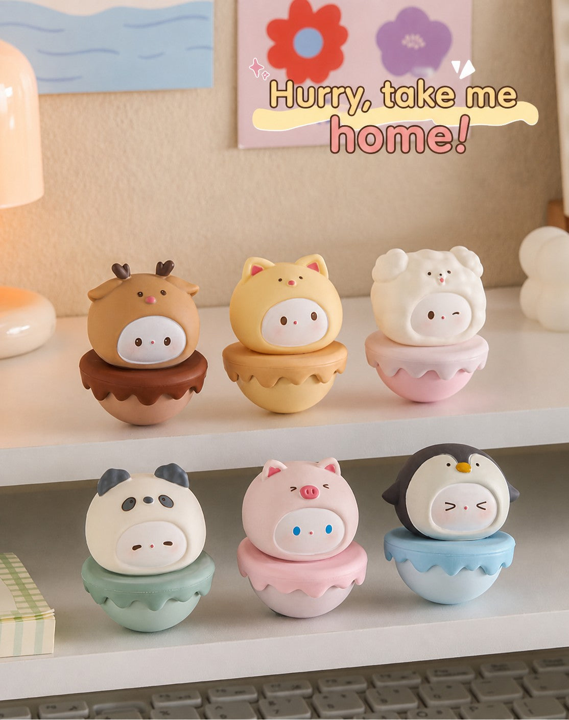 Aesthetic Tumbler Desk Decor – Cute Wobble Figurine for Office Desk Setup, Mini Stress Relief Toy with Pastel Colors, Instagram-Worthy Decor for Girls, Unique Birthday Gift for Best Friend