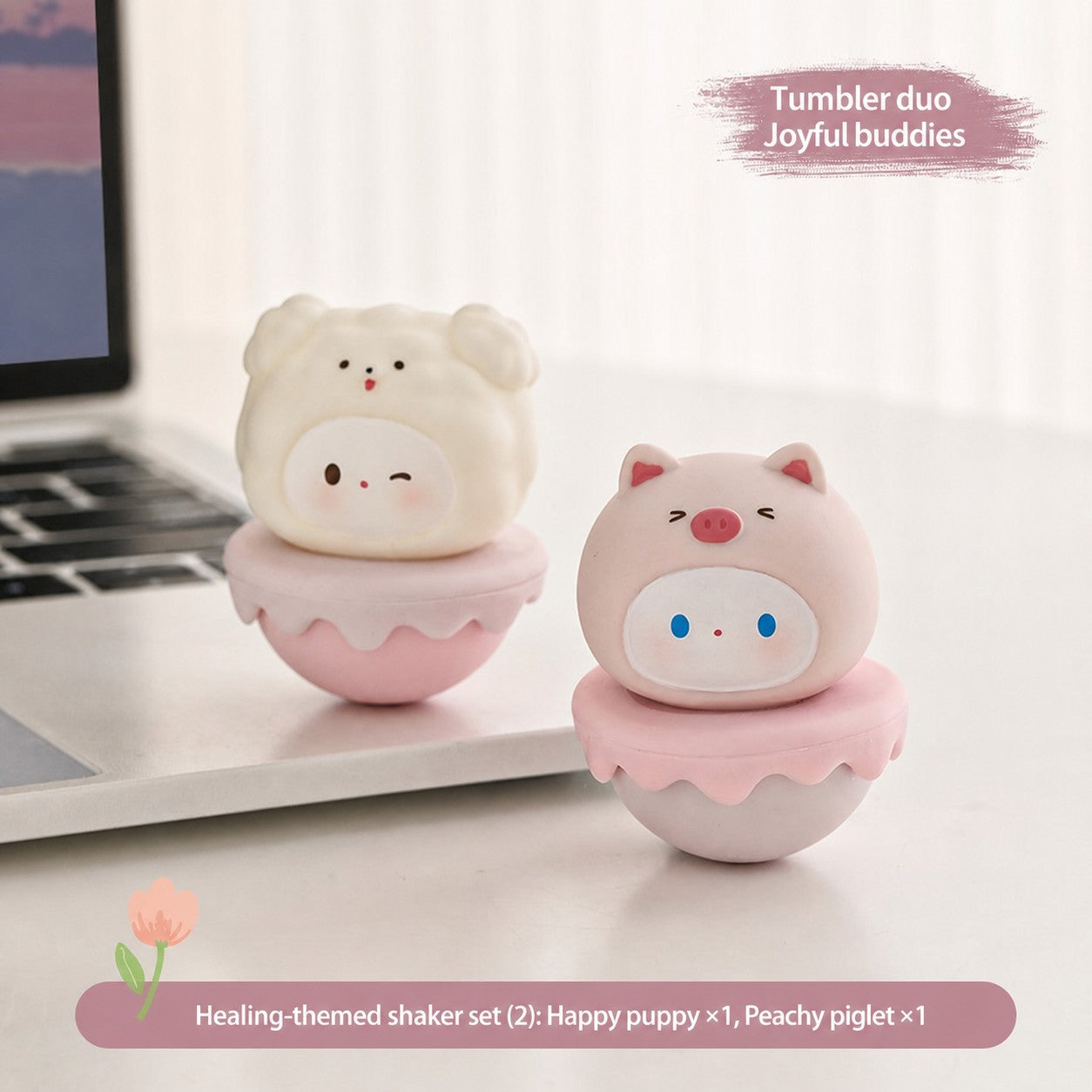 Aesthetic Tumbler Desk Decor – Cute Wobble Figurine for Office Desk Setup, Mini Stress Relief Toy with Pastel Colors, Instagram-Worthy Decor for Girls, Unique Birthday Gift for Best Friend
