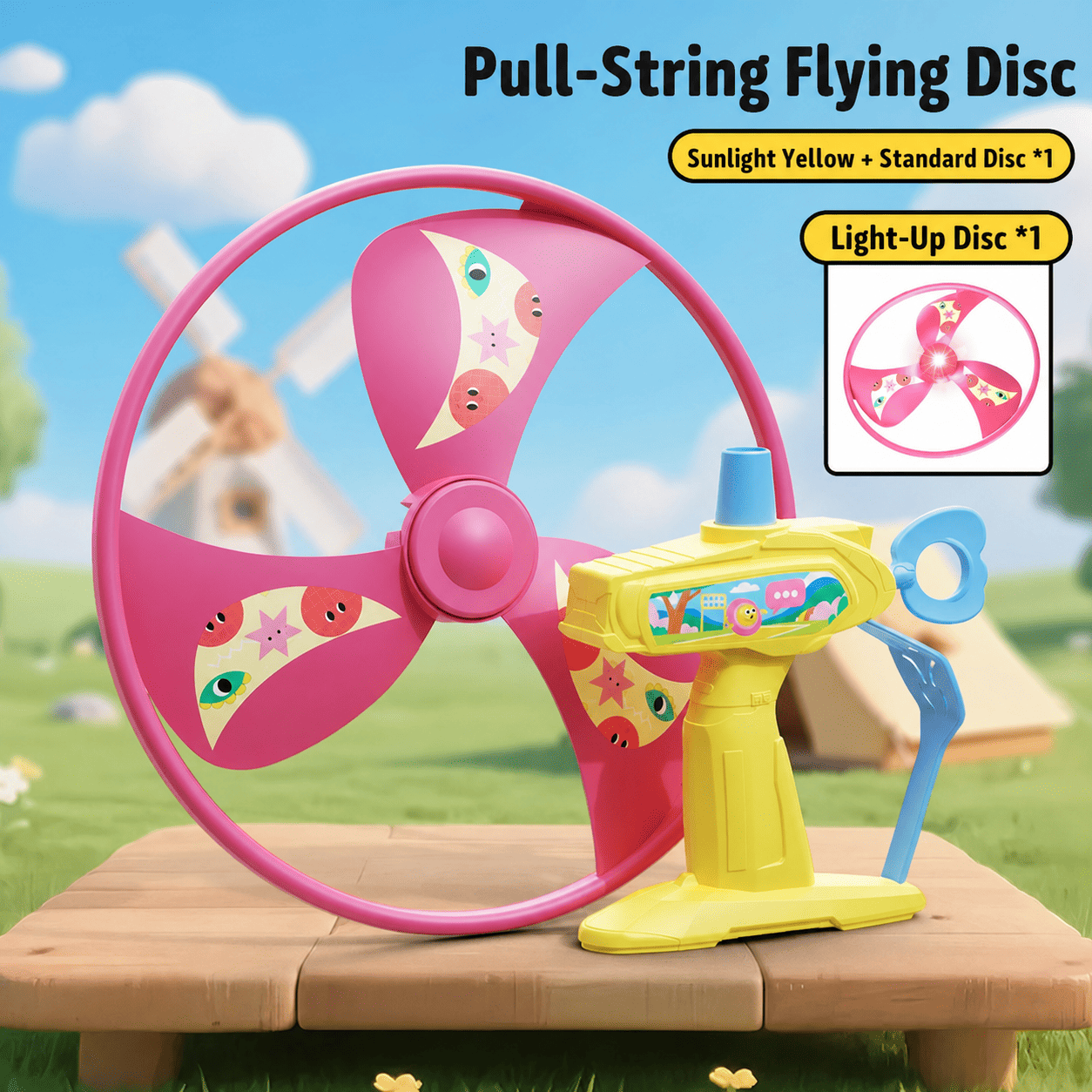 Juguete de Disco Volador con Cuerda para Niños, Lanzador de Ovni Giratorio Manual para Juegos al Aire Libre en el Parque y Recuerdos de Fiesta