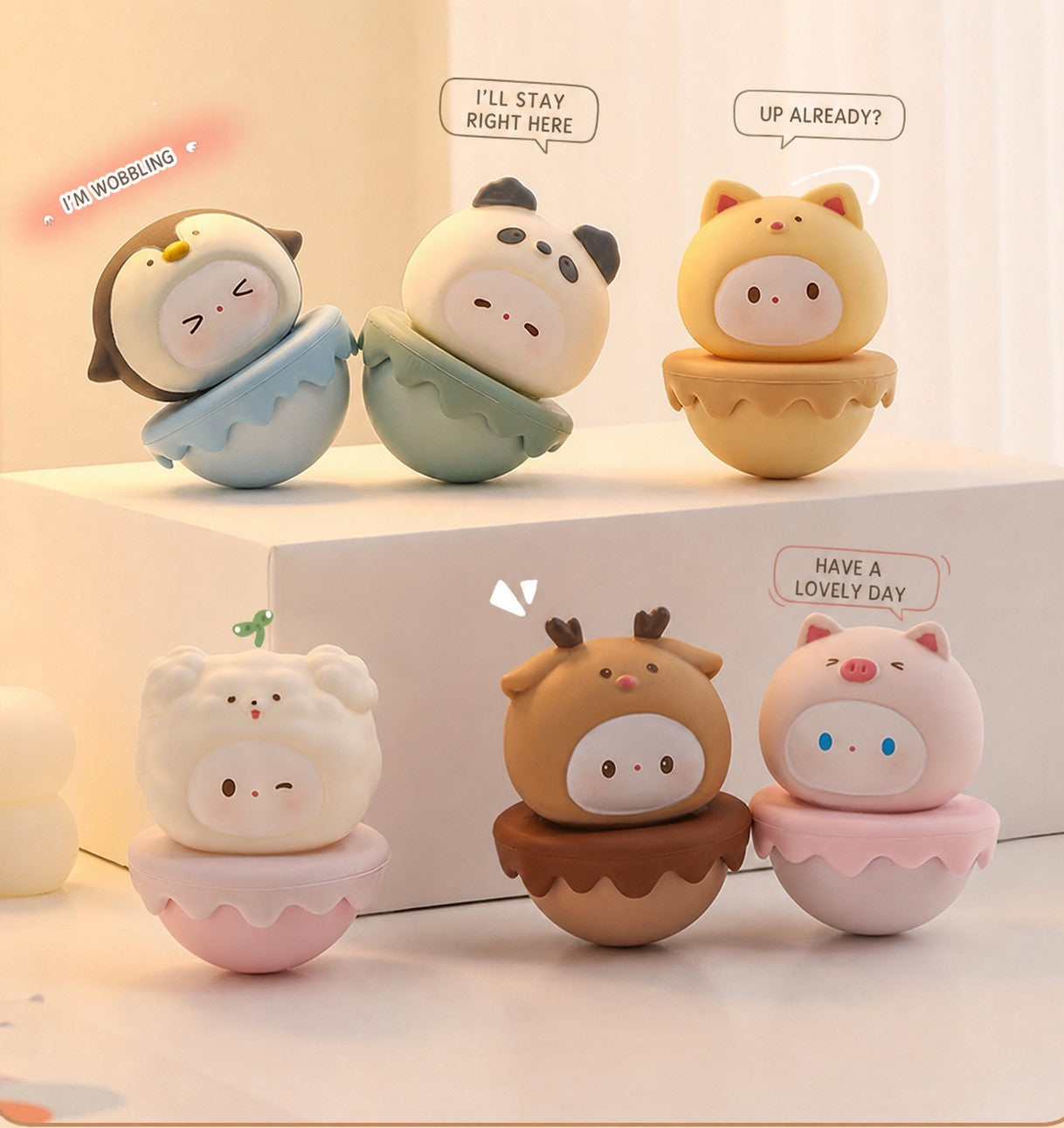 Aesthetic Tumbler Desk Decor – Cute Wobble Figurine for Office Desk Setup, Mini Stress Relief Toy with Pastel Colors, Instagram-Worthy Decor for Girls, Unique Birthday Gift for Best Friend