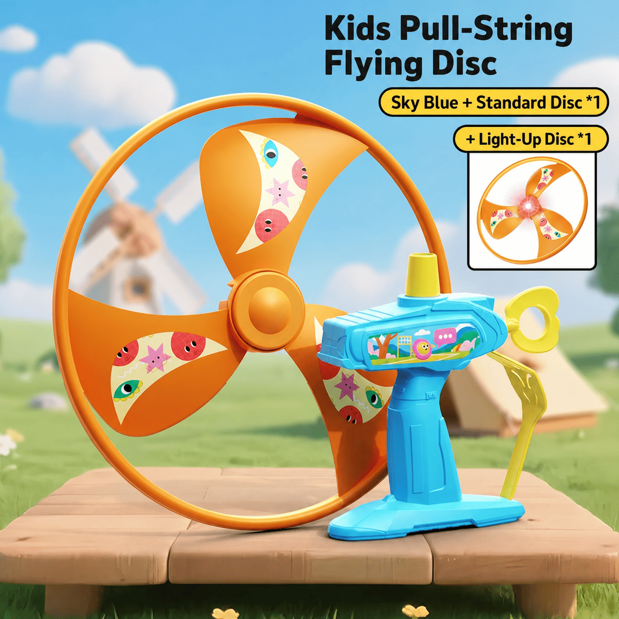 Juguete de Disco Volador con Cuerda para Niños, Lanzador de Ovni Giratorio Manual para Juegos al Aire Libre en el Parque y Recuerdos de Fiesta