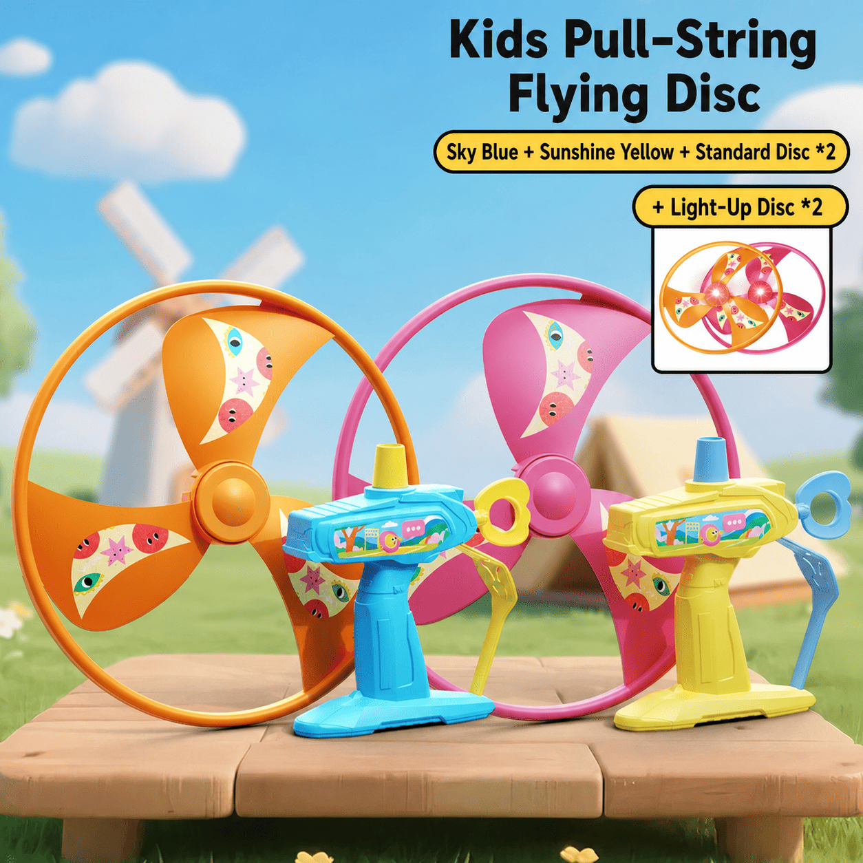 Juguete de Disco Volador con Cuerda para Niños, Lanzador de Ovni Giratorio Manual para Juegos al Aire Libre en el Parque y Recuerdos de Fiesta