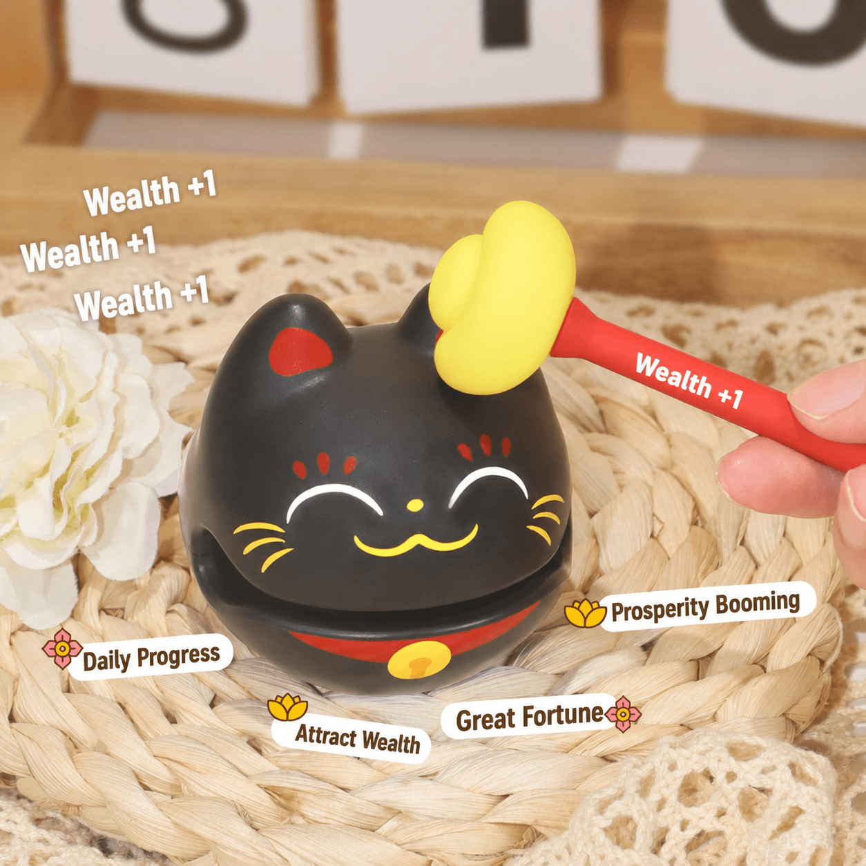 Wealth Plus 1 Pequeño Pez de Madera Antiestrés Adorno de Escritorio de Oficina Juguete Zen de Curación Emocional para la Estación de Trabajo