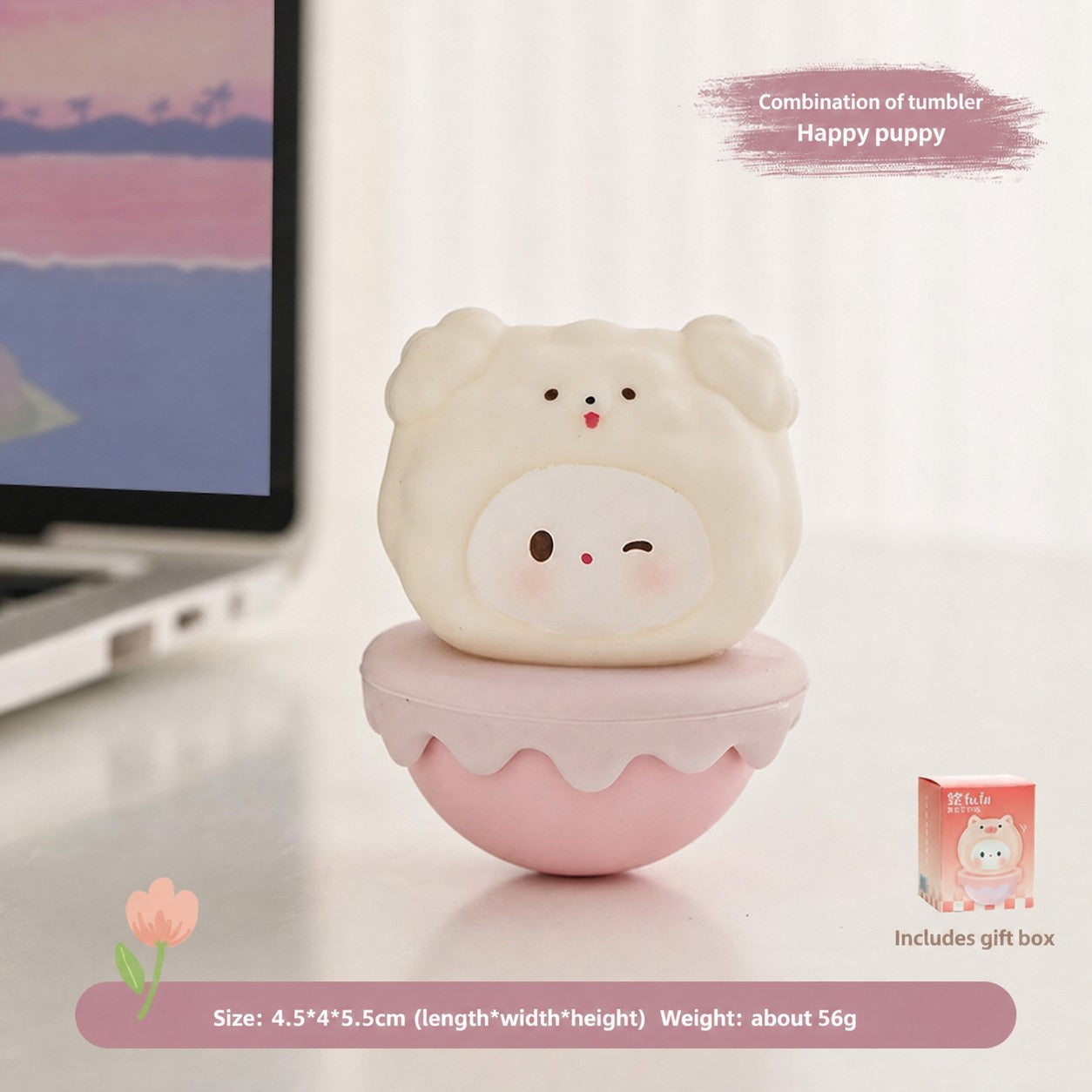 Aesthetic Tumbler Desk Decor – Cute Wobble Figurine for Office Desk Setup, Mini Stress Relief Toy with Pastel Colors, Instagram-Worthy Decor for Girls, Unique Birthday Gift for Best Friend