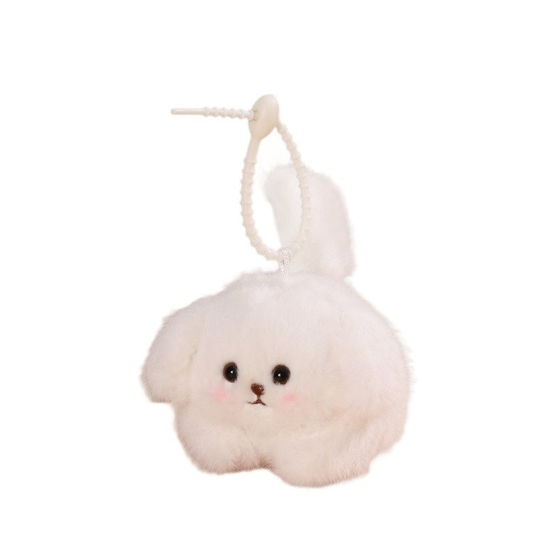 Perrito de Peluche con Cordón – Llavero de Perro con Cola Vibrante y Sonido de Ladrido, Peluche Suave Antiestrés para Bolso, Bonito Regalo Interactivo para Niñas, Niños y Adolescentes