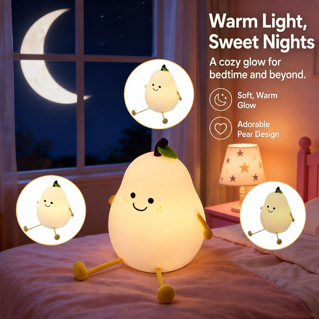 Panda Silicone Touch Night Light – Eye-Care Bedside Lamp for Kids with Auto-Off Timer, Soft Warm Glow for Sleep Training, USB Rechargeable Cute Desk Decor, Perfect Birthday Gift