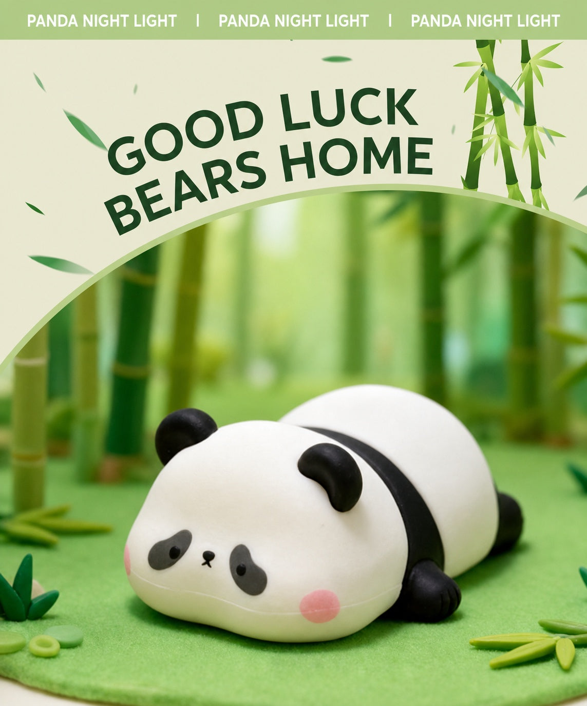 Panda Silicone Touch Night Light – Eye-Care Bedside Lamp for Kids with Auto-Off Timer, Soft Warm Glow for Sleep Training, USB Rechargeable Cute Desk Decor, Perfect Birthday Gift