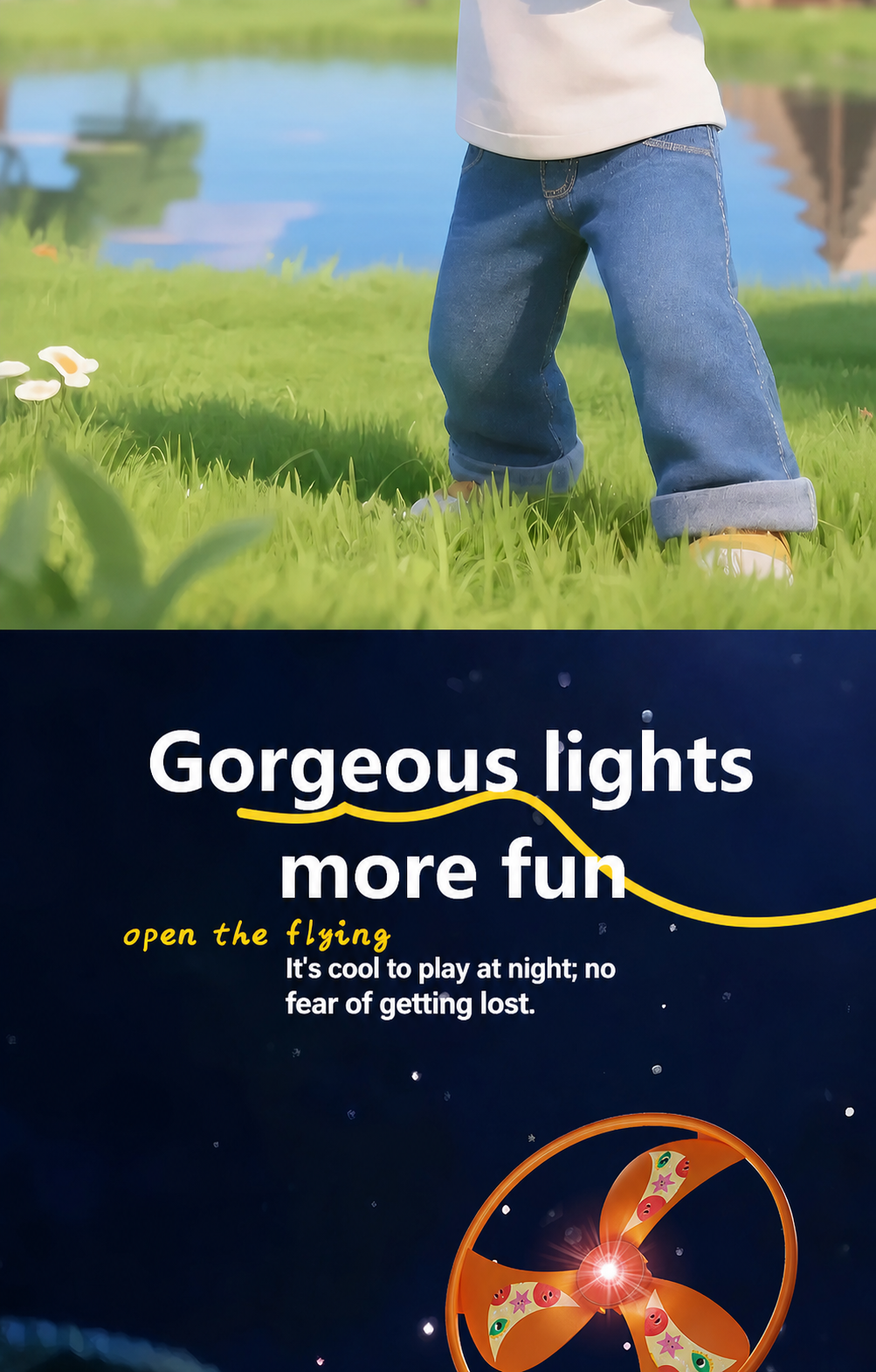 Kids Pull String Flying Disc Toy, Hand-Powered Spinning UFO Launcher for Outdoor Park Play and Party Favors