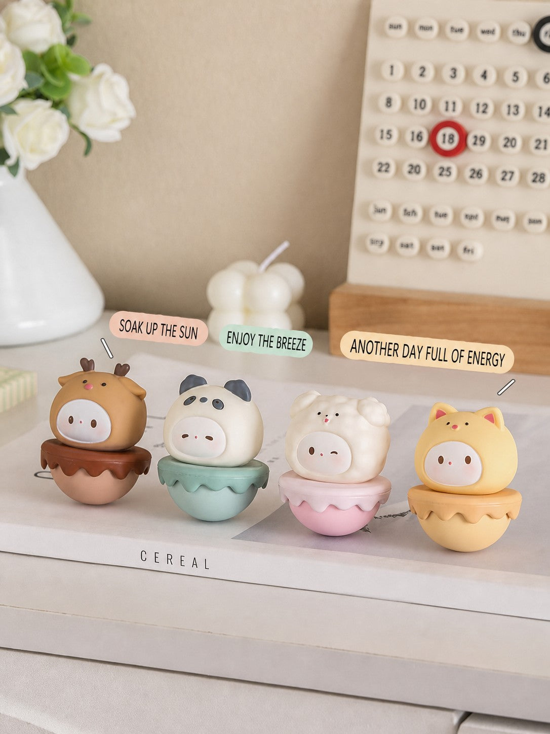 Aesthetic Tumbler Desk Decor – Cute Wobble Figurine for Office Desk Setup, Mini Stress Relief Toy with Pastel Colors, Instagram-Worthy Decor for Girls, Unique Birthday Gift for Best Friend
