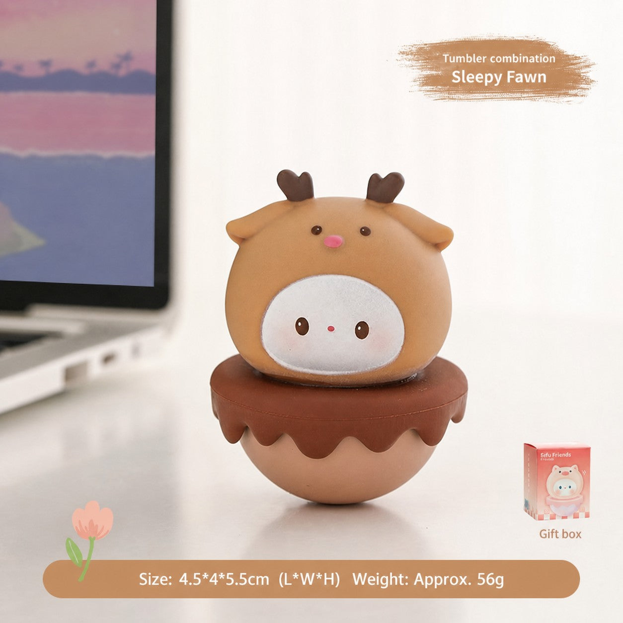 Aesthetic Tumbler Desk Decor – Cute Wobble Figurine for Office Desk Setup, Mini Stress Relief Toy with Pastel Colors, Instagram-Worthy Decor for Girls, Unique Birthday Gift for Best Friend