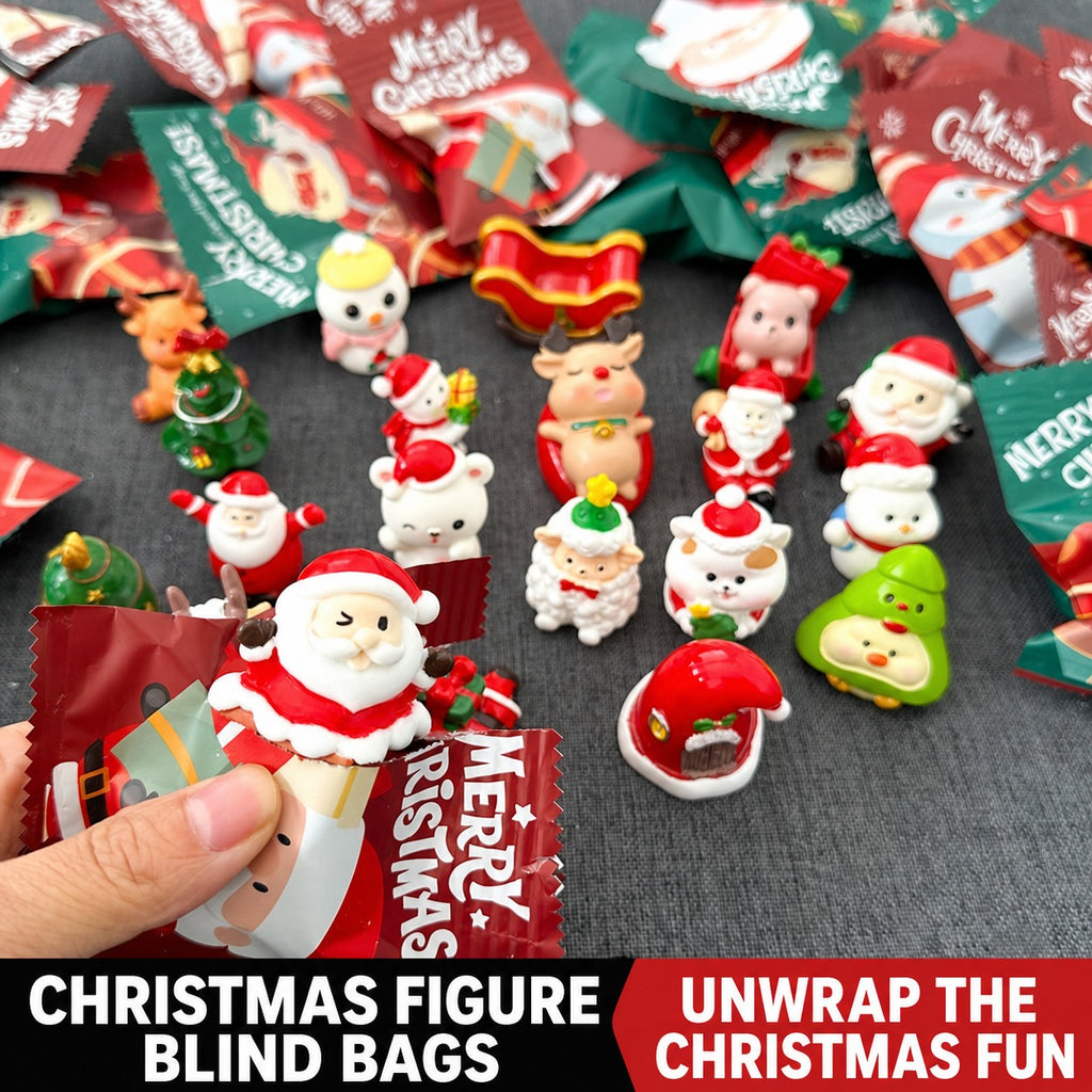 Christmas Blind Bag Mini Figurines – Santa & Snowman Decor Set, Surprise Gift for Birthday Party Favors