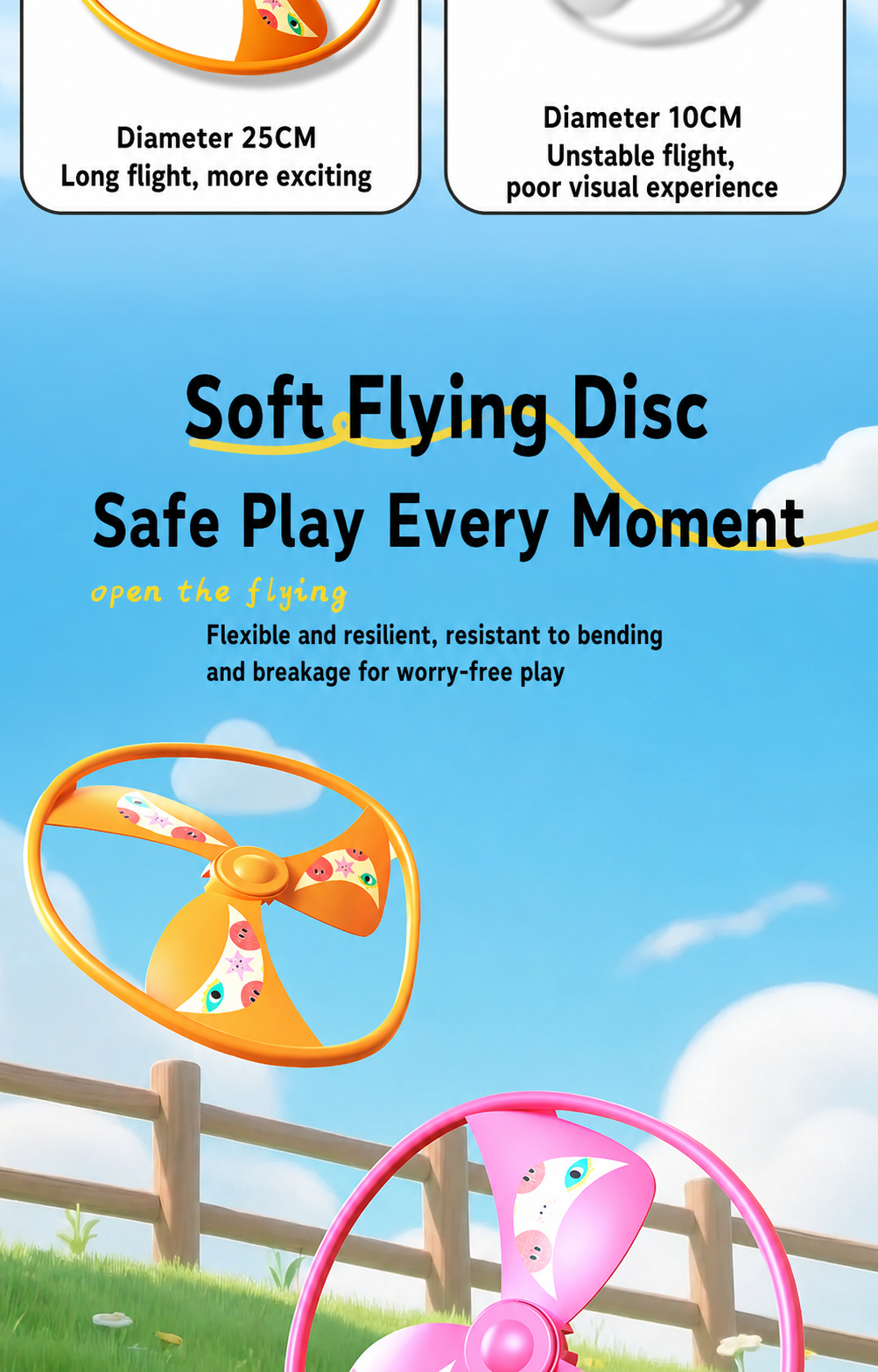 Kids Pull String Flying Disc Toy, Hand-Powered Spinning UFO Launcher for Outdoor Park Play and Party Favors