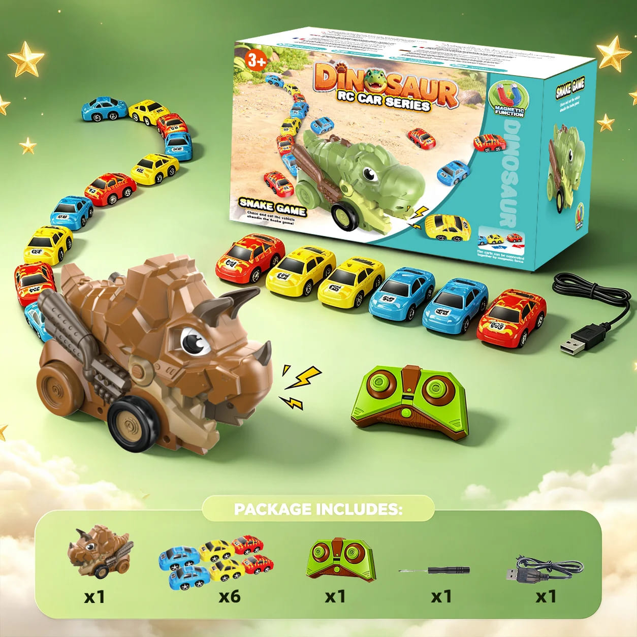 Dinosaurio de juguete RC para batalla de coches de comida de 2 jugadores – Juego de carreras interactivo para niños