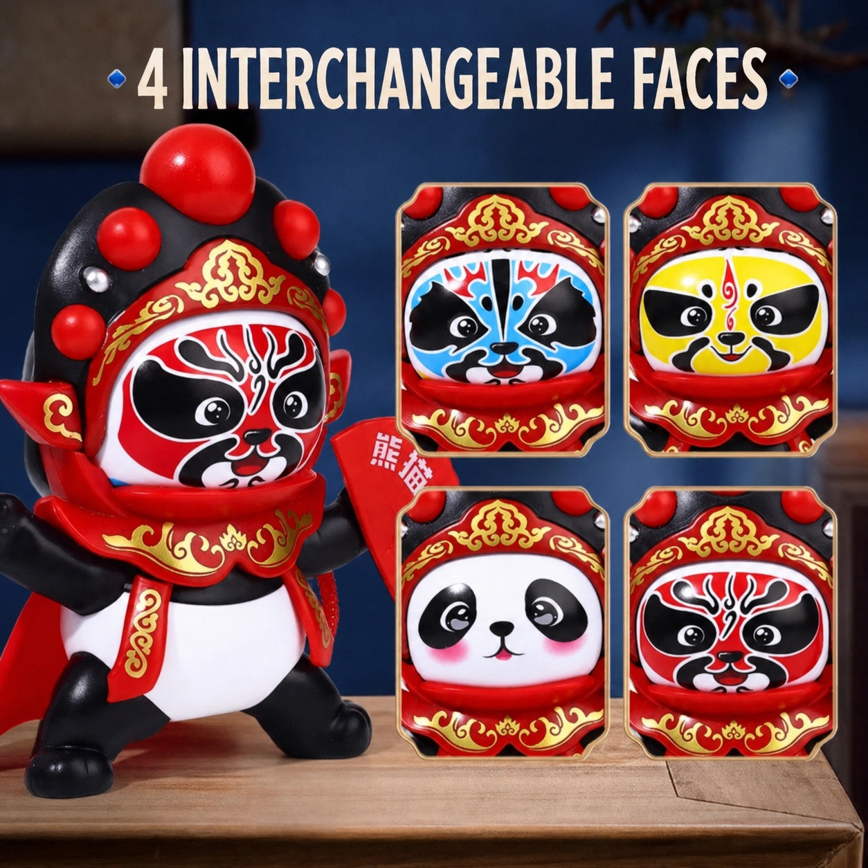 Sichuan Opera Face-Changing Panda Plush Toy | Interactive Kung Fu Doll with 4 Masks | Chinese Culture Gift for Kids | Chengdu Souvenir Autism-Friendly Sensory Toy