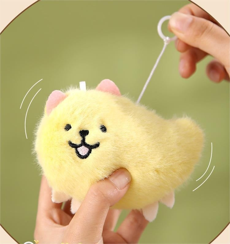 Pull-String Plush Puppy Toy – Wagging Tail & Barking Sound Dog Keychain, Stress Relief Soft Stuffed Animal Bag Charm, Interactive Cute Gift for Girls Boys Teens
