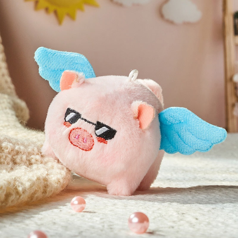 Pull-String Plush Puppy Toy – Wagging Tail & Barking Sound Dog Keychain, Stress Relief Soft Stuffed Animal Bag Charm, Interactive Cute Gift for Girls Boys Teens
