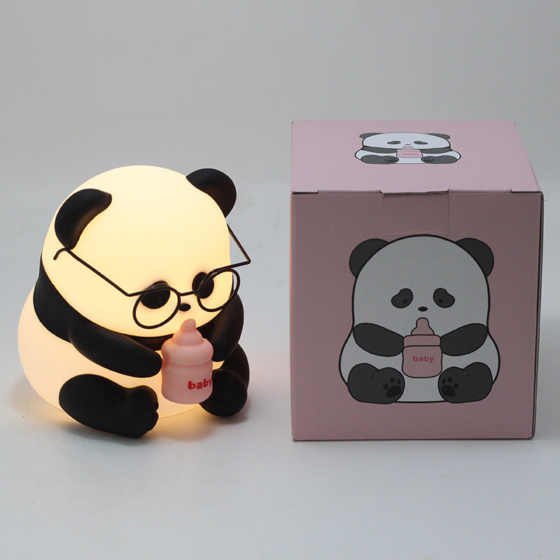 Panda Silicone Touch Night Light – Eye-Care Bedside Lamp for Kids with Auto-Off Timer, Soft Warm Glow for Sleep Training, USB Rechargeable Cute Desk Decor, Perfect Birthday Gift