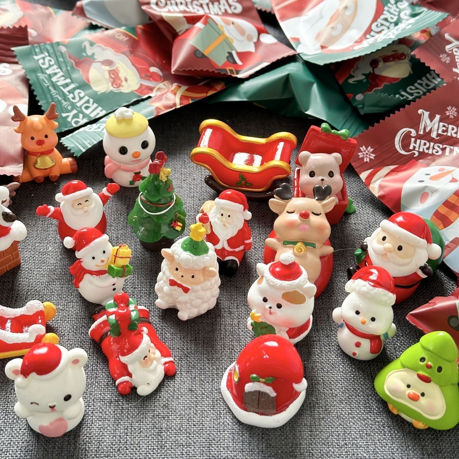 Minifiguras sorpresa de Navidad – Set de decoración de Papá Noel y Muñeco de Nieve, regalo sorpresa para fiestas de cumpleaños