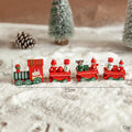 Wooden Four Section Christmas Train DIY Scene Decoration Desktop Window Display Toy Gift for Kids Holiday Present