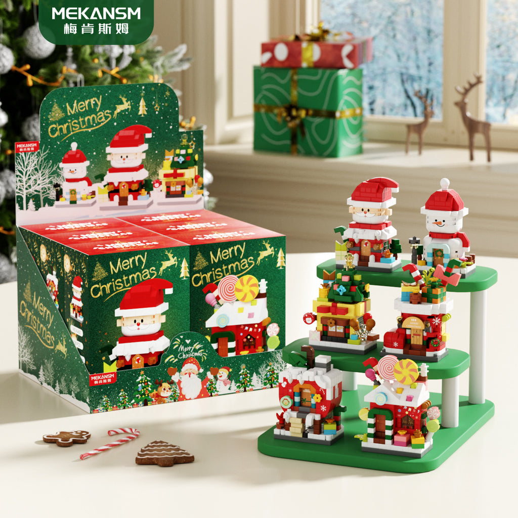 Christmas Gift Building Blocks Sweet House Santa Claus Cartoon Figure Educational Toy for Kids Creative Puzzle Assembly Set Holiday Present