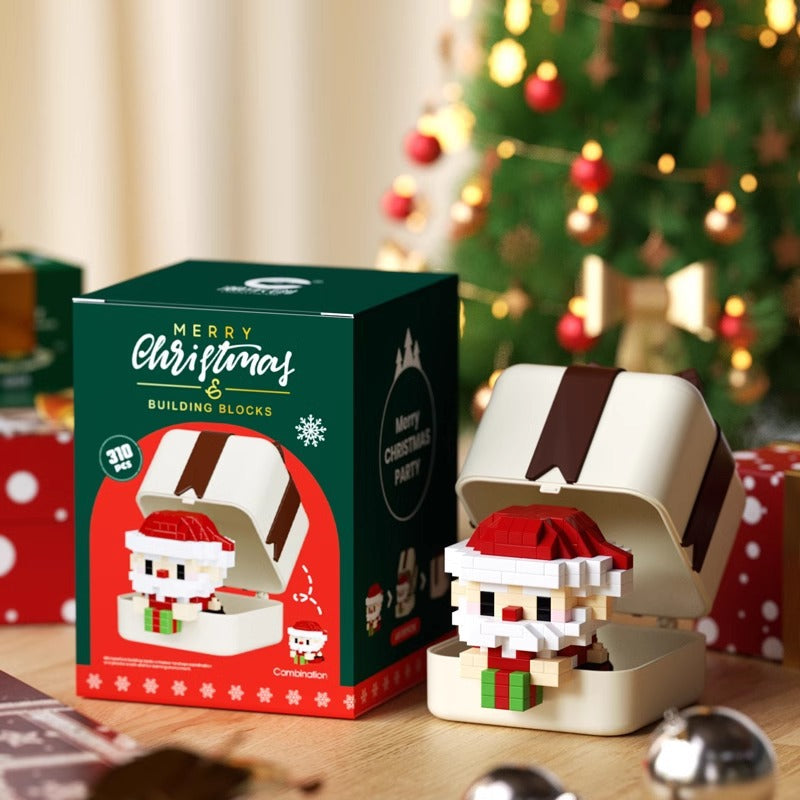 Christmas Gift Building Blocks Sweet House Santa Claus Cartoon Figure Educational Toy for Kids Creative Puzzle Assembly Set Holiday Present