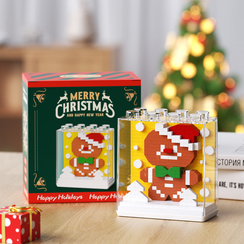 Christmas Gift Building Blocks Sweet House Santa Claus Cartoon Figure Educational Toy for Kids Creative Puzzle Assembly Set Holiday Present
