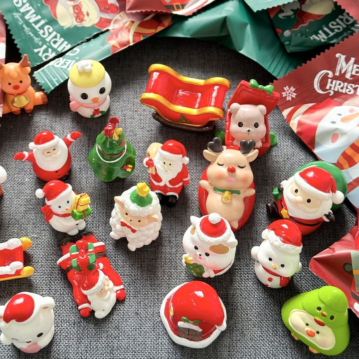 Minifiguras sorpresa de Navidad – Set de decoración de Papá Noel y Muñeco de Nieve, regalo sorpresa para fiestas de cumpleaños