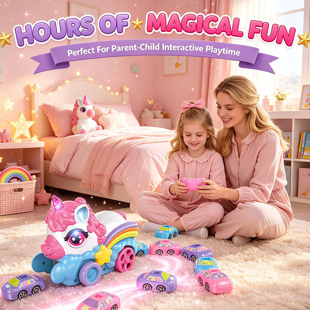 Remote Control Unicorn Magnetic Car-Eating Toy – 2-Player Interactive Racing Game