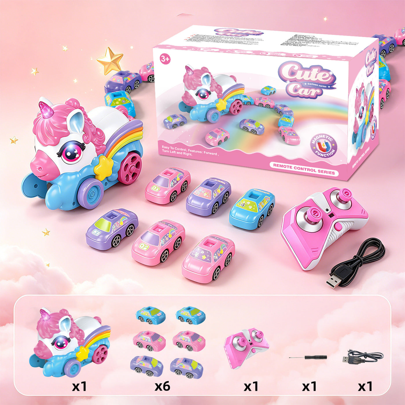 Remote Control Unicorn Magnetic Car-Eating Toy – 2-Player Interactive Racing Game