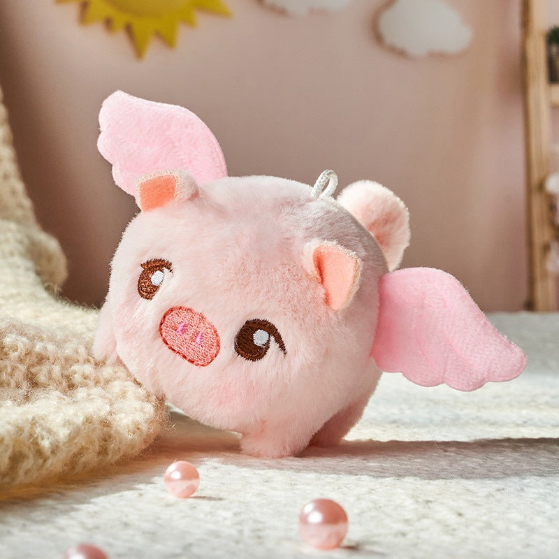 Pull-String Plush Puppy Toy – Wagging Tail & Barking Sound Dog Keychain, Stress Relief Soft Stuffed Animal Bag Charm, Interactive Cute Gift for Girls Boys Teens