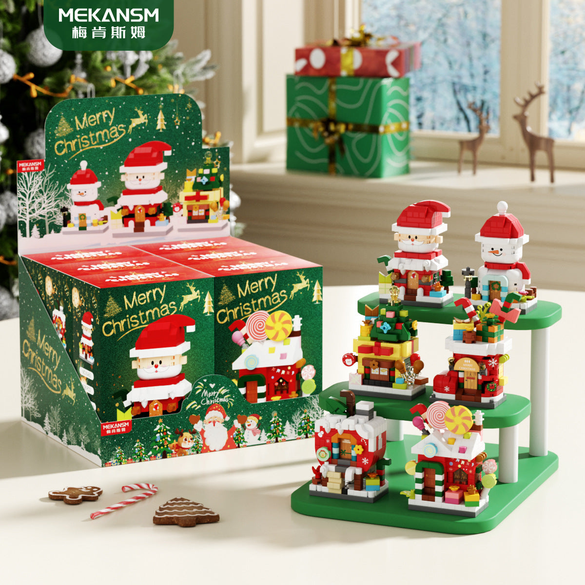 Christmas Gift Building Blocks Sweet House Santa Claus Cartoon Figure Educational Toy for Kids Creative Puzzle Assembly Set Holiday Present
