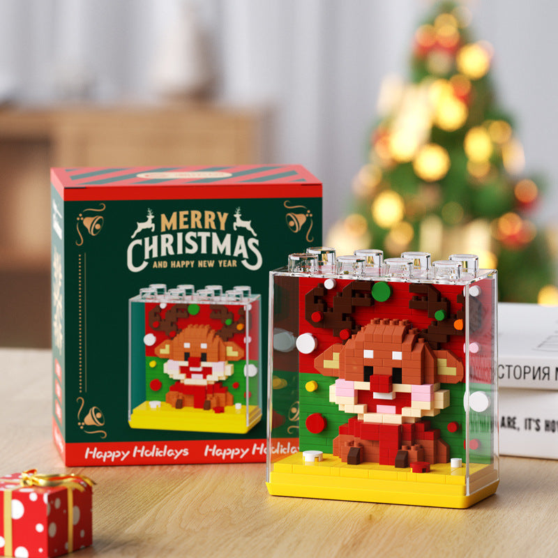 Christmas Gift Building Blocks Sweet House Santa Claus Cartoon Figure Educational Toy for Kids Creative Puzzle Assembly Set Holiday Present