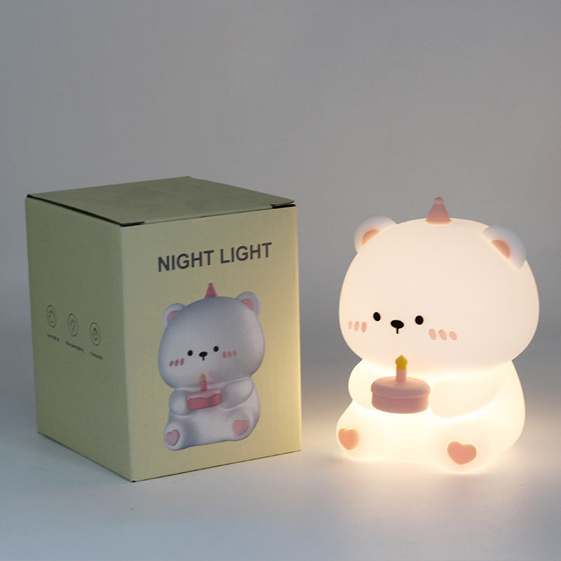 Panda Silicone Touch Night Light – Eye-Care Bedside Lamp for Kids with Auto-Off Timer, Soft Warm Glow for Sleep Training, USB Rechargeable Cute Desk Decor, Perfect Birthday Gift