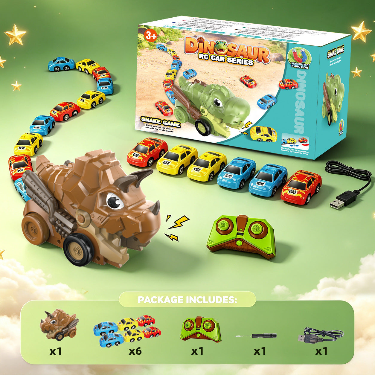 2-Player RC Eating Car Battle Dinosaur Toy – Interactive Racing Game Gift for Kids